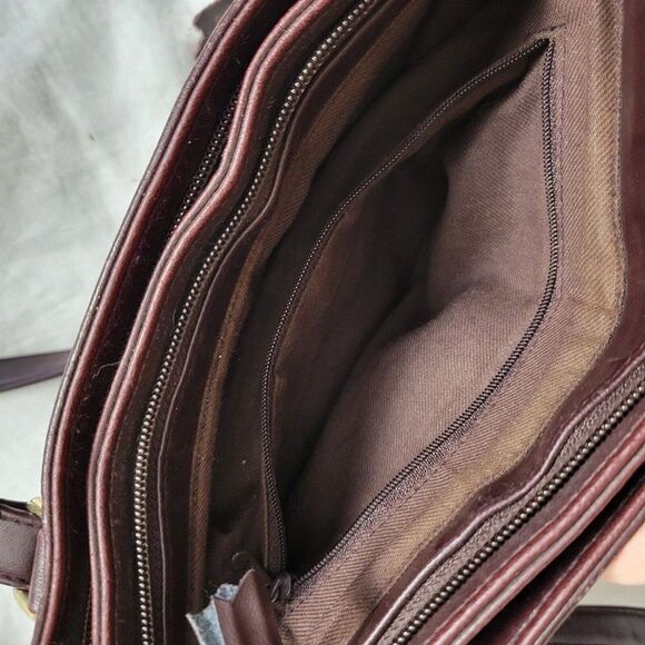 Del Mano Genuine Leather Handbag brown hobo carry strap purse Vintage EUC - Picture 3 of 10